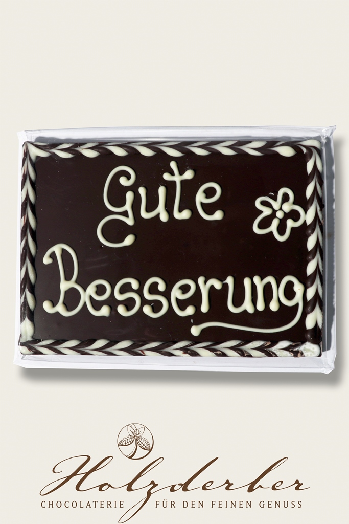 Deko Tafel "Gute Besserung" Zartbitter Schokolade