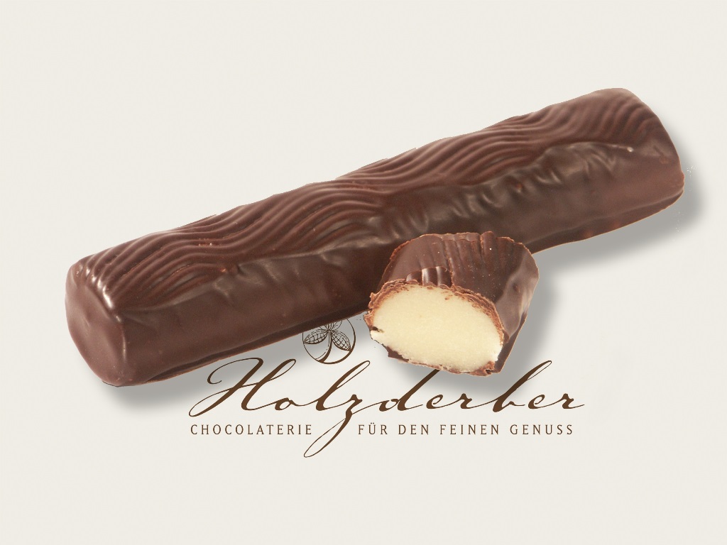Marzipan Baumstamm mit Zartbitter Schokolade