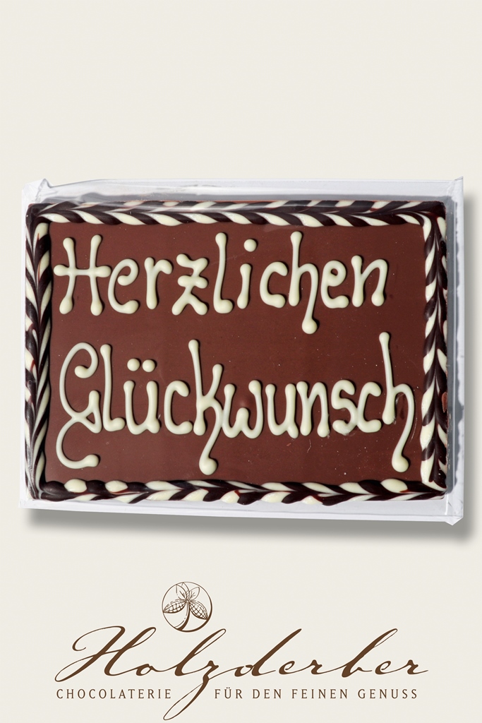 Deko Tafel "Herzlichen Glückwunsch" Edelvollmilch Schokolade