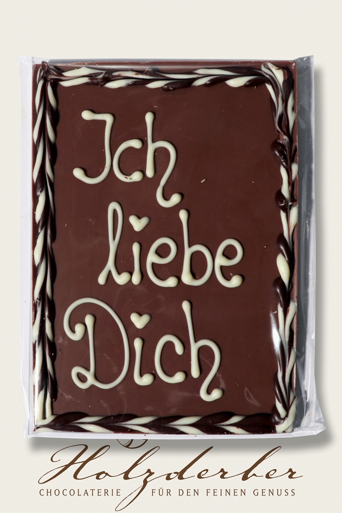 Deko Tafel "Ich liebe Dich" Edelvollmilch Schokolade