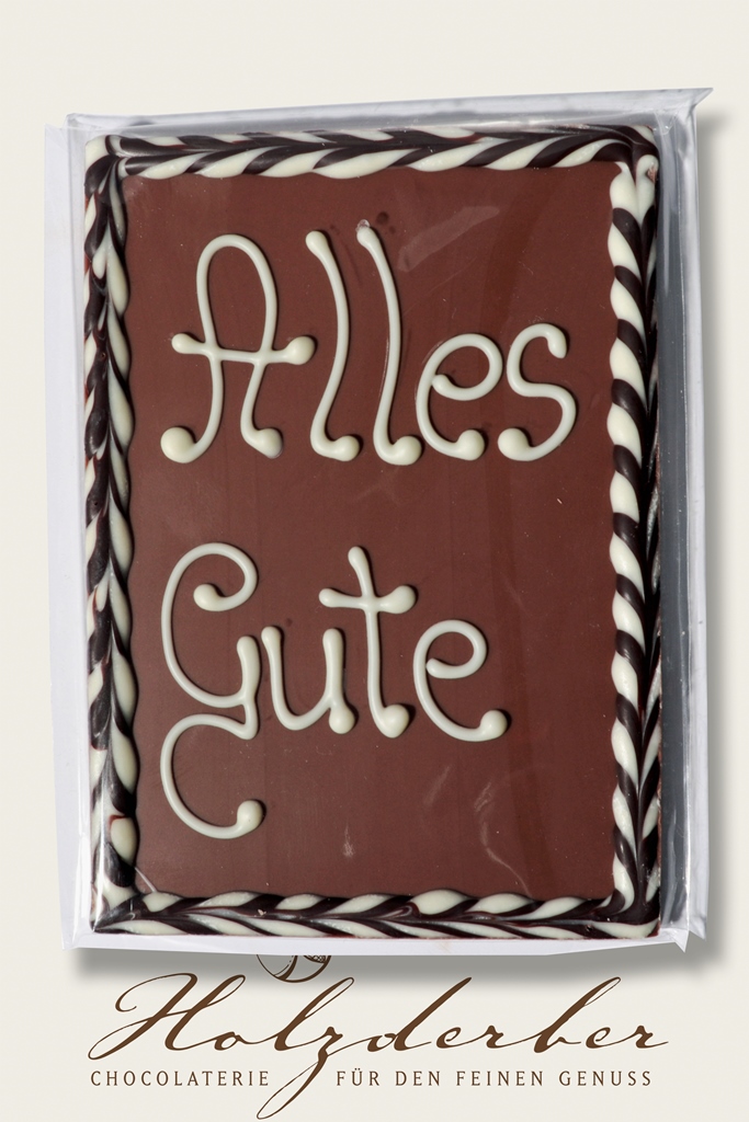 Deko Tafel "Alles Gute" Edelvollmilch Schokolade